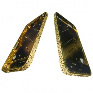  Middle part iPhone 4 Gold Swarovski (Black rhinestones) with side key /54/