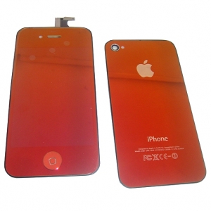  LCD iPhone 4 with Touchscreen + Housing cover Red Satin /53/