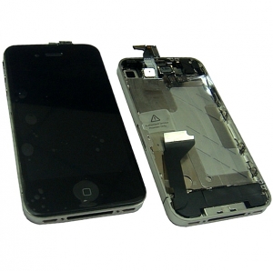  LCD iPhone 4 with Touchscreen Black + middle part & flat cables /53/