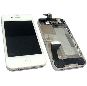  LCD iPhone 4 with Touchscreen White + middle part & flat cables /33/