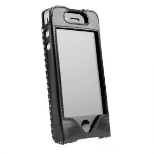 Чехол Sena Sarach LeatherSkin Black/Gray for iPhone 4/4S