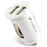 Melkco Car Charger Dual USB Port C2 White with 1&2.1A for iPad/iPhone/iPod/Mobile (MKCARCELC2AWE)