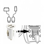 Melkco Car Charger Dual USB Port C2 White with 1&2.1A for iPad/iPhone/iPod/Mobile (MKCARCELC2AWE)