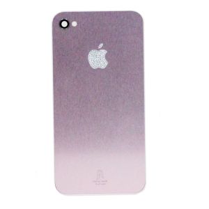  Housing cover iPhone 4 PInk Anodic Treatment, with logo Apple covered in stones cubic zirconia /51/