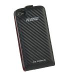 Ferrari Leather Flap Case Challenge Collection Black for iPhone 4/4S (FEFLIP4C)