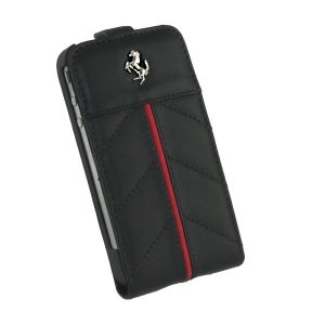  Ferrari Leather Flap Case California Collection Black/Red for iPhone 4/4S (FECFFL4B)