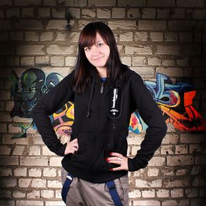  HoodieBuddie Black zip front 280gm fleece women (AJ2464/BLK L)