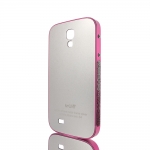 NewSH Swarovski design Metal Bumper Pink/Silver Back Side for Samsung S4