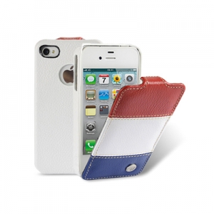  Melkco Leather Case Craft Edition Jacka Rainbow 3 R/W/B for iPhone 4/4S (APIP4SLCJCERDWEBELC)