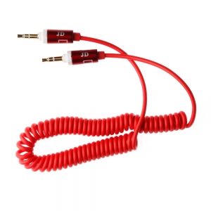  JD Flat Spring Noodle Stereo Aux Audio Cable 1m 3.5mm Red