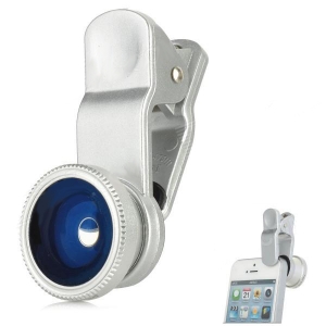  Universal Clip Lens 3 in 1 Fisheye lens/Macro/Wide Angle White/Silver