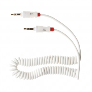  JD Flat Spring Noodle Stereo Aux Audio Cable 1m 3.5mm White