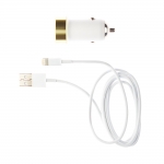 Soulmat Charging Auto USB Lightning to 8 pin White/Gold for iPhone & iPod