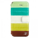 Zenus Prestige Natural Eel Diary Case Multi Green for iPhone 5/5S