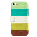 Zenus Prestige Natural Eel Diary Case Multi Green for iPhone 5/5S