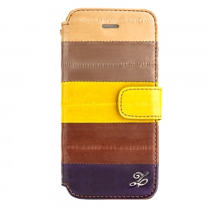  Zenus Prestige Natural Eel Diary Case Multi Brown for iPhone 5/5S